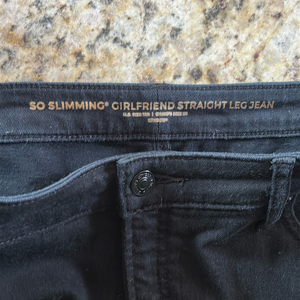 Chico’s So Slimming Girlfriend Straight Leg Black Denim - Picture 3 of 6